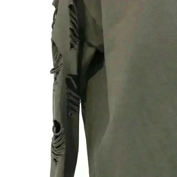 WENDY TRENDY RARE FIND DISTRESSED SWEAT SHIRT COLOR GREEN GRAY SIZE M - Picture 8 of 11